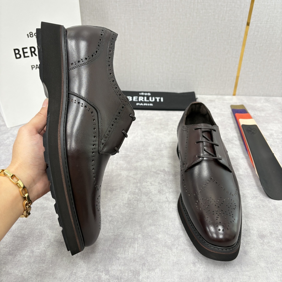 💋 💍 BERLUT* 布鲁提 New Alessio皮革布洛克雕花牛津鞋 官方 17,100 男士厚底