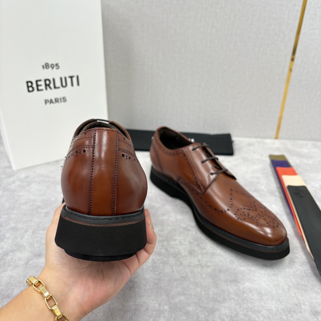 💋 💍 BERLUT* 布鲁提 New Alessio皮革布洛克雕花牛津鞋 官方 17,100 男士厚底