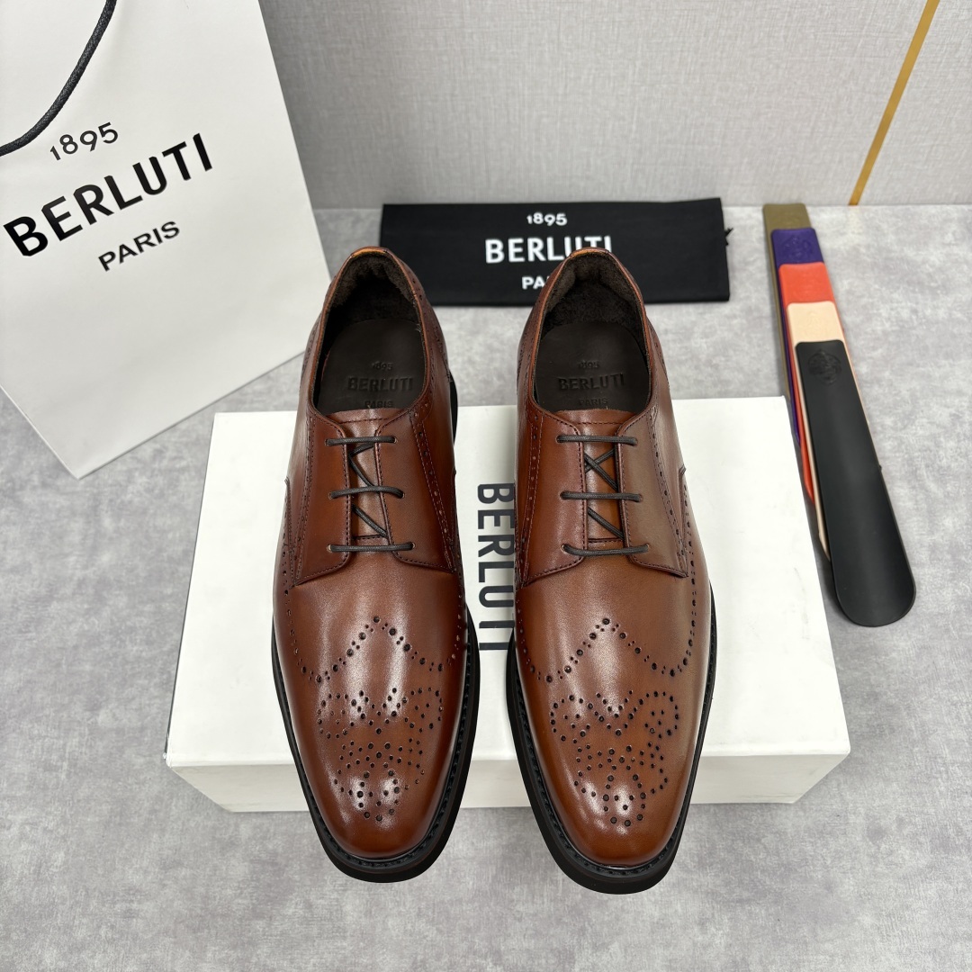 💋 💍 BERLUT* 布鲁提 New Alessio皮革布洛克雕花牛津鞋 官方 17,100 男士厚底