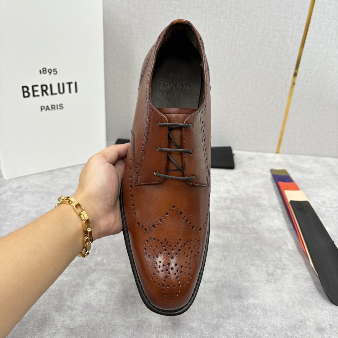 💋 💍 BERLUT* 布鲁提 New Alessio皮革布洛克雕花牛津鞋 官方 17,100 男士厚底