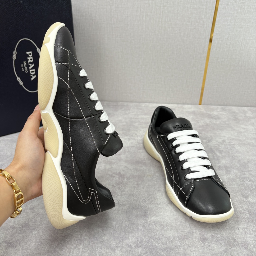 💋💍P家新品 Prad* 普拉-达 新款男士皮革拼接休闲运动鞋！莞产顶级原材料. 官网同步发售 官方 8