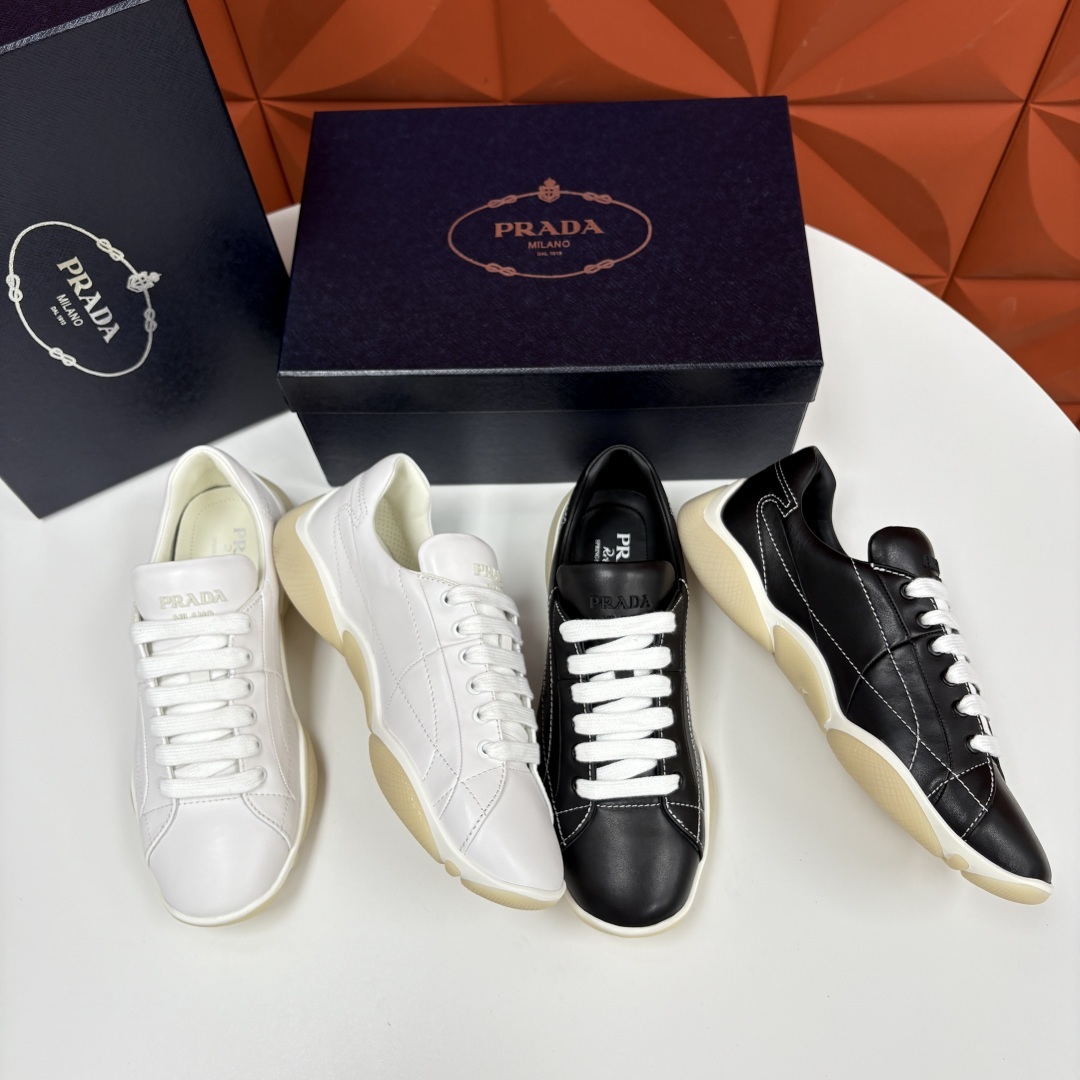 💋💍P家新品 Prad* 普拉-达 新款男士皮革拼接休闲运动鞋!莞产顶级原材料. 官网同步发售 官方 8