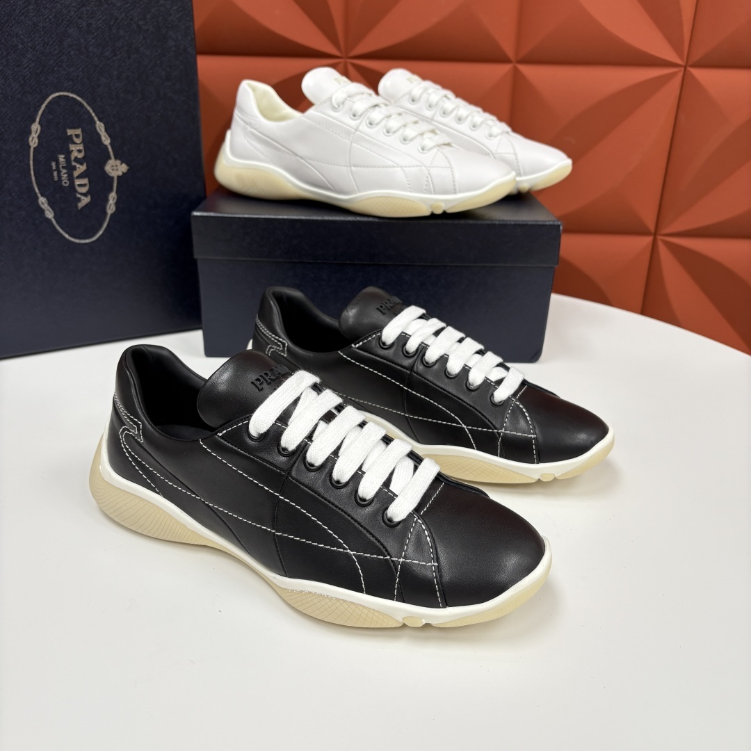 💋💍P家新品 Prad* 普拉-达 新款男士皮革拼接休闲运动鞋!莞产顶级原材料. 官网同步发售 官方 8