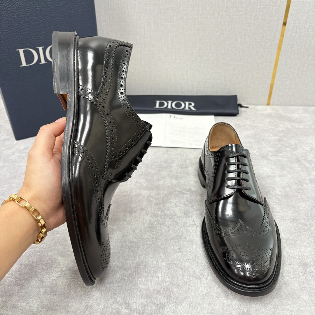 💋💍CD家新品 Dio* 迪-奥 新款男士正装鞋皮鞋, Embassy 布洛克德比鞋。黑色亮面牛皮革 官