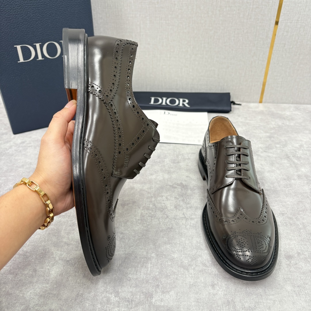 💋💍CD家新品 Dio* 迪-奥 新款男士正装鞋皮鞋, Embassy 布洛克德比鞋。黑色亮面牛皮革 官