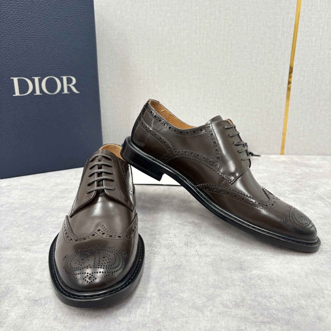 💋💍CD家新品 Dio* 迪-奥 新款男士正装鞋皮鞋, Embassy 布洛克德比鞋。黑色亮面牛皮革 官