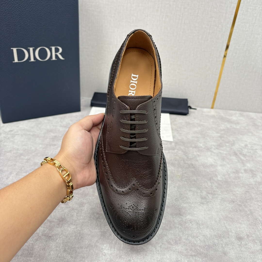 💋💍CD家新品 Dio* 迪-奥 新款男士正装鞋皮鞋, Embassy 布洛克德比鞋。黑色亮面牛皮革 官
