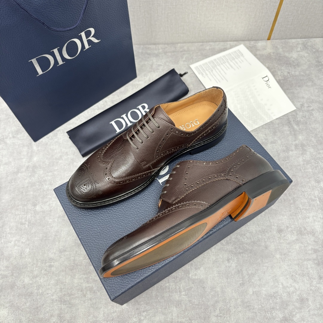 💋💍CD家新品 Dio* 迪-奥 新款男士正装鞋皮鞋, Embassy 布洛克德比鞋。黑色亮面牛皮革 官