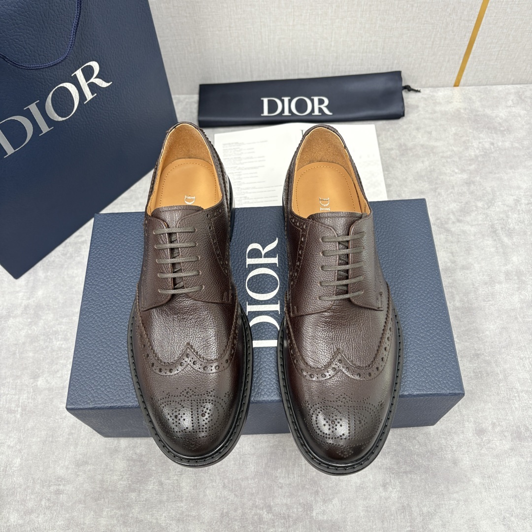 💋💍CD家新品 Dio* 迪-奥 新款男士正装鞋皮鞋, Embassy 布洛克德比鞋。黑色亮面牛皮革 官