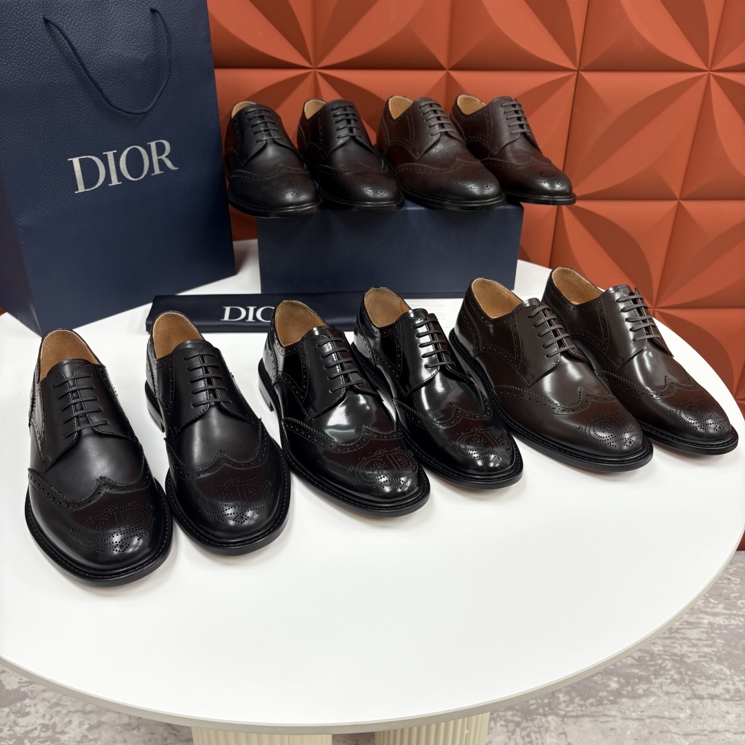 💋💍CD家新品 Dio* 迪-奥 新款男士正装鞋皮鞋, Embassy 布洛克德比鞋。黑色亮面牛皮革 官