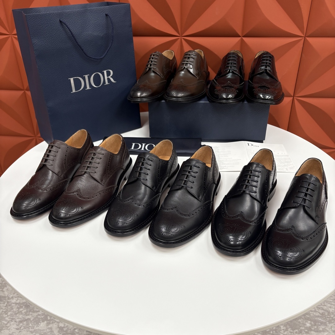 💋💍CD家新品 Dio* 迪-奥 新款男士正装鞋皮鞋, Embassy 布洛克德比鞋。黑色亮面牛皮革 官