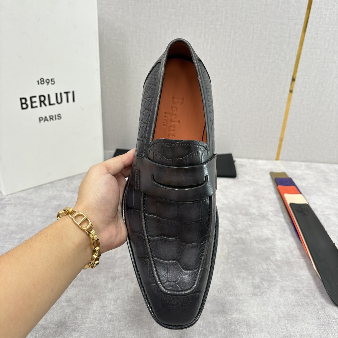 💋💍BERLUT* 布鲁提 新品男士乐福鞋皮鞋 Berlut*的一款标志性鞋履 意大利进口/鳄鱼纹压纹牛