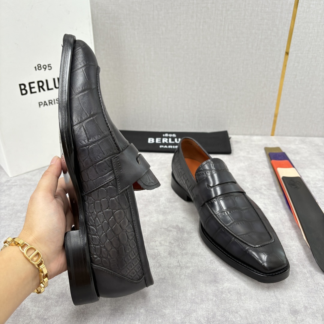 💋💍BERLUT* 布鲁提 新品男士乐福鞋皮鞋 Berlut*的一款标志性鞋履 意大利进口/鳄鱼纹压纹牛