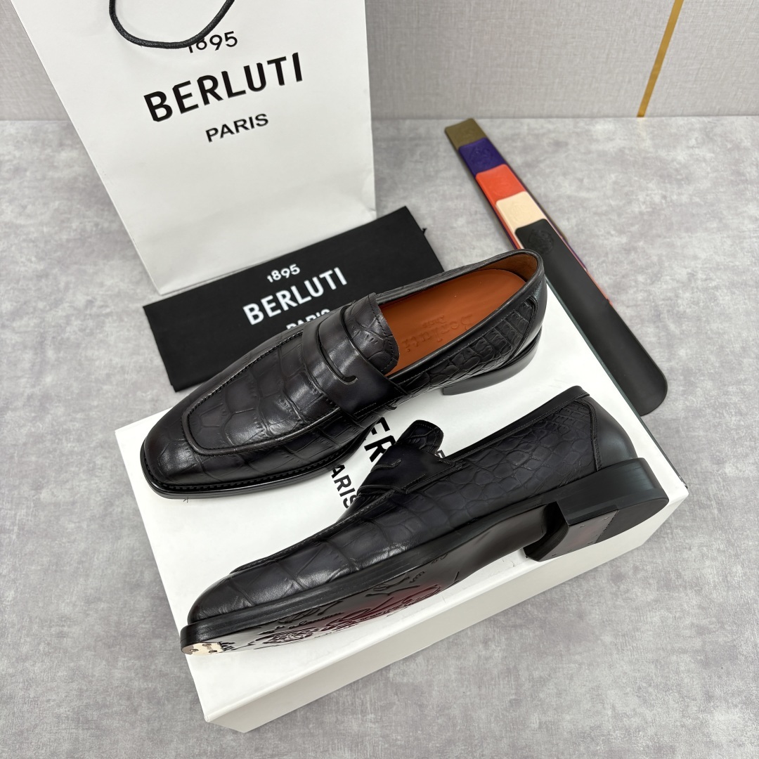 💋💍BERLUT* 布鲁提 新品男士乐福鞋皮鞋 Berlut*的一款标志性鞋履 意大利进口/鳄鱼纹压纹牛