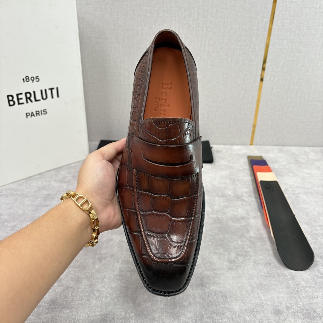 💋💍BERLUT* 布鲁提 新品男士乐福鞋皮鞋 Berlut*的一款标志性鞋履 意大利进口/鳄鱼纹压纹牛