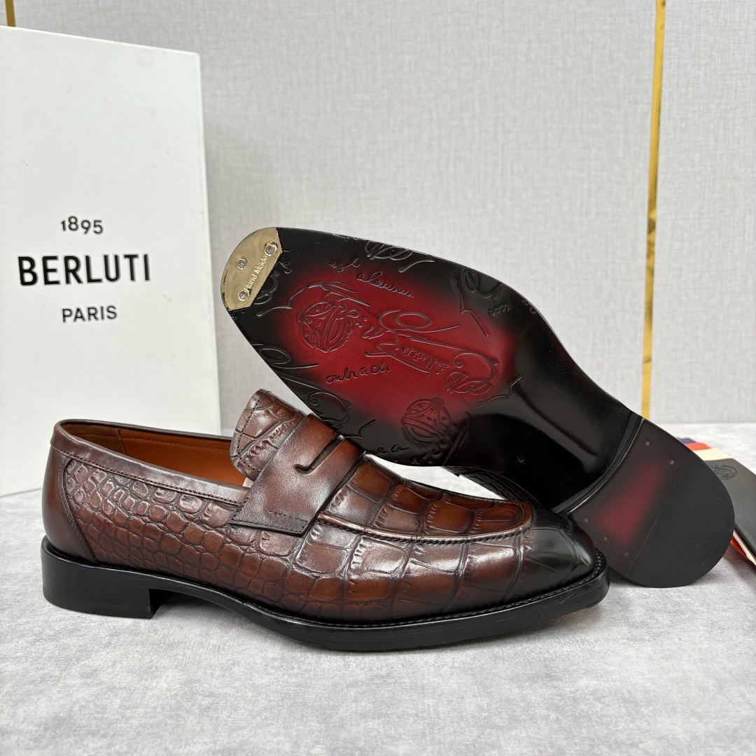 💋💍BERLUT* 布鲁提 新品男士乐福鞋皮鞋 Berlut*的一款标志性鞋履 意大利进口/鳄鱼纹压纹牛