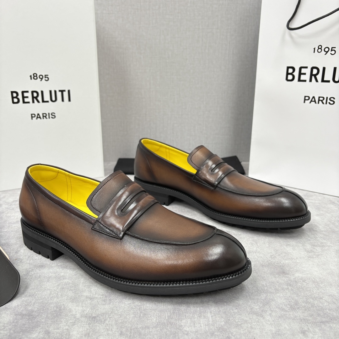💋💍Berlut* 布鲁提 新品上架 New Oslo 皮革乐福鞋皮鞋官方 23,700 选用优质头层皮