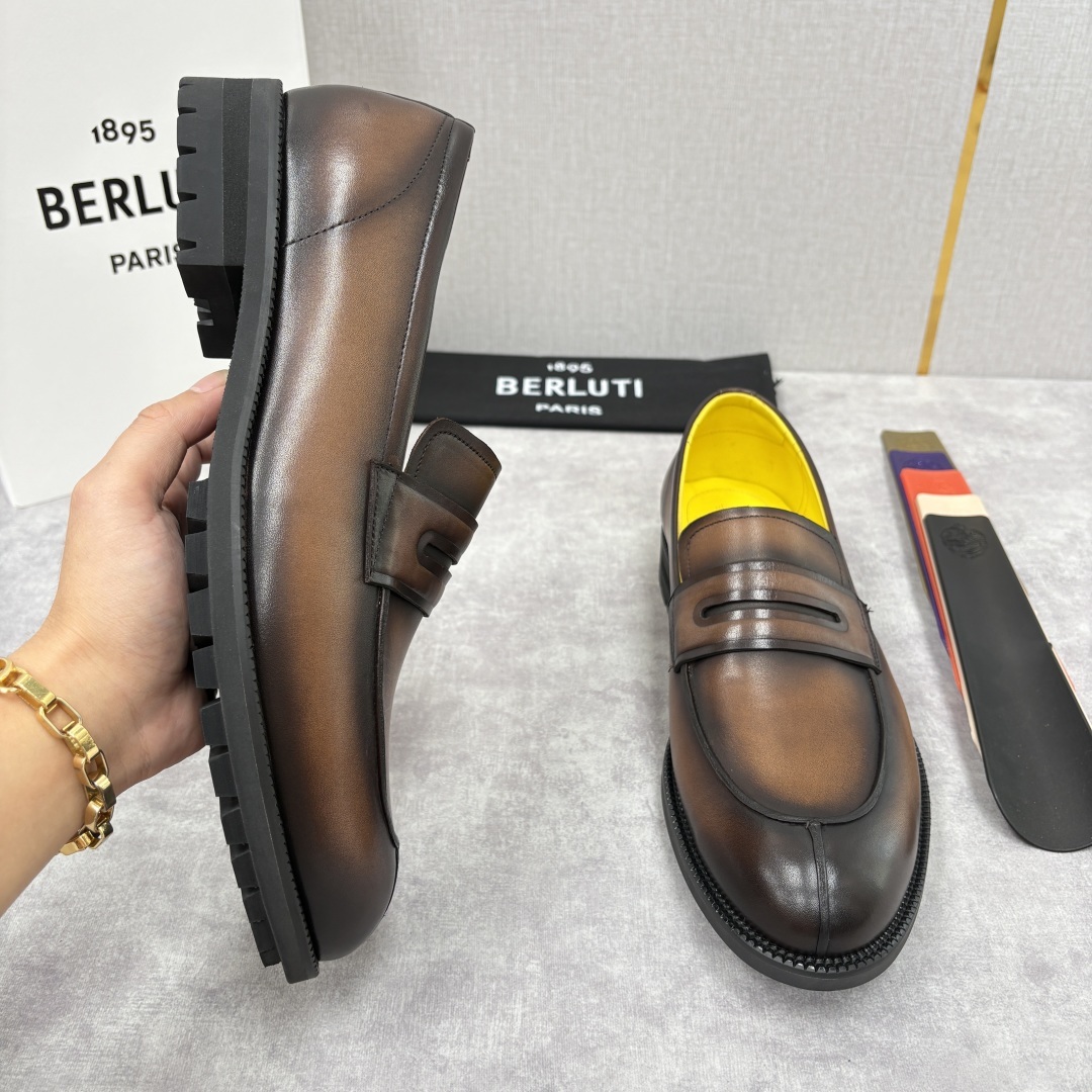 💋💍Berlut* 布鲁提 新品上架 New Oslo 皮革乐福鞋皮鞋官方 23,700 选用优质头层皮