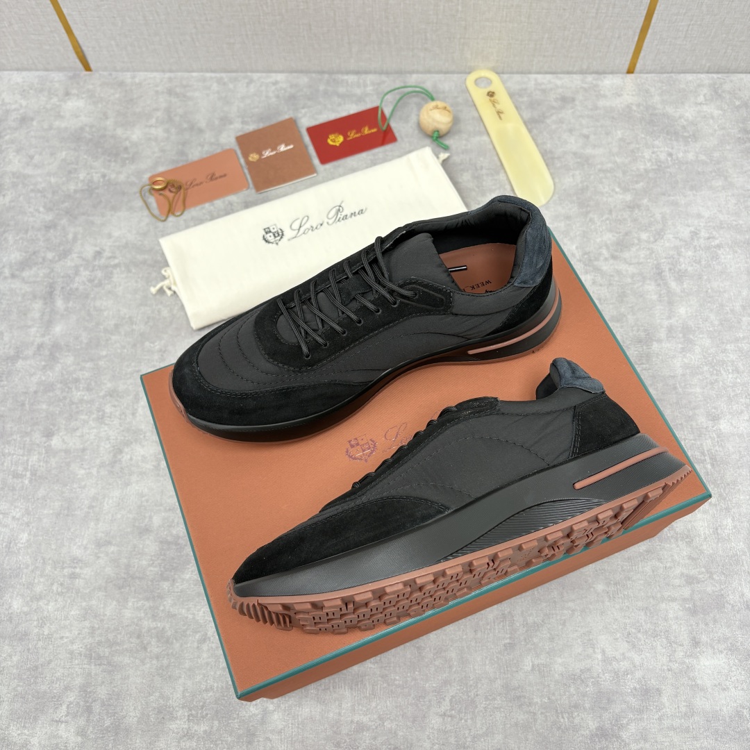 💋💍LP 家新品 Loro Pian* 诺悠*翩雅 Week End Walk 男士网面牛皮拼接休闲运动