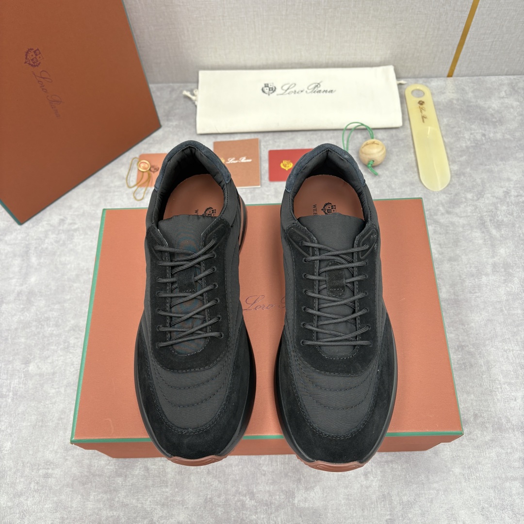 💋💍LP 家新品 Loro Pian* 诺悠*翩雅 Week End Walk 男士网面牛皮拼接休闲运动