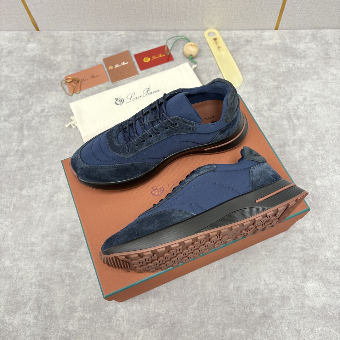💋💍LP 家新品 Loro Pian* 诺悠*翩雅 Week End Walk 男士网面牛皮拼接休闲运动