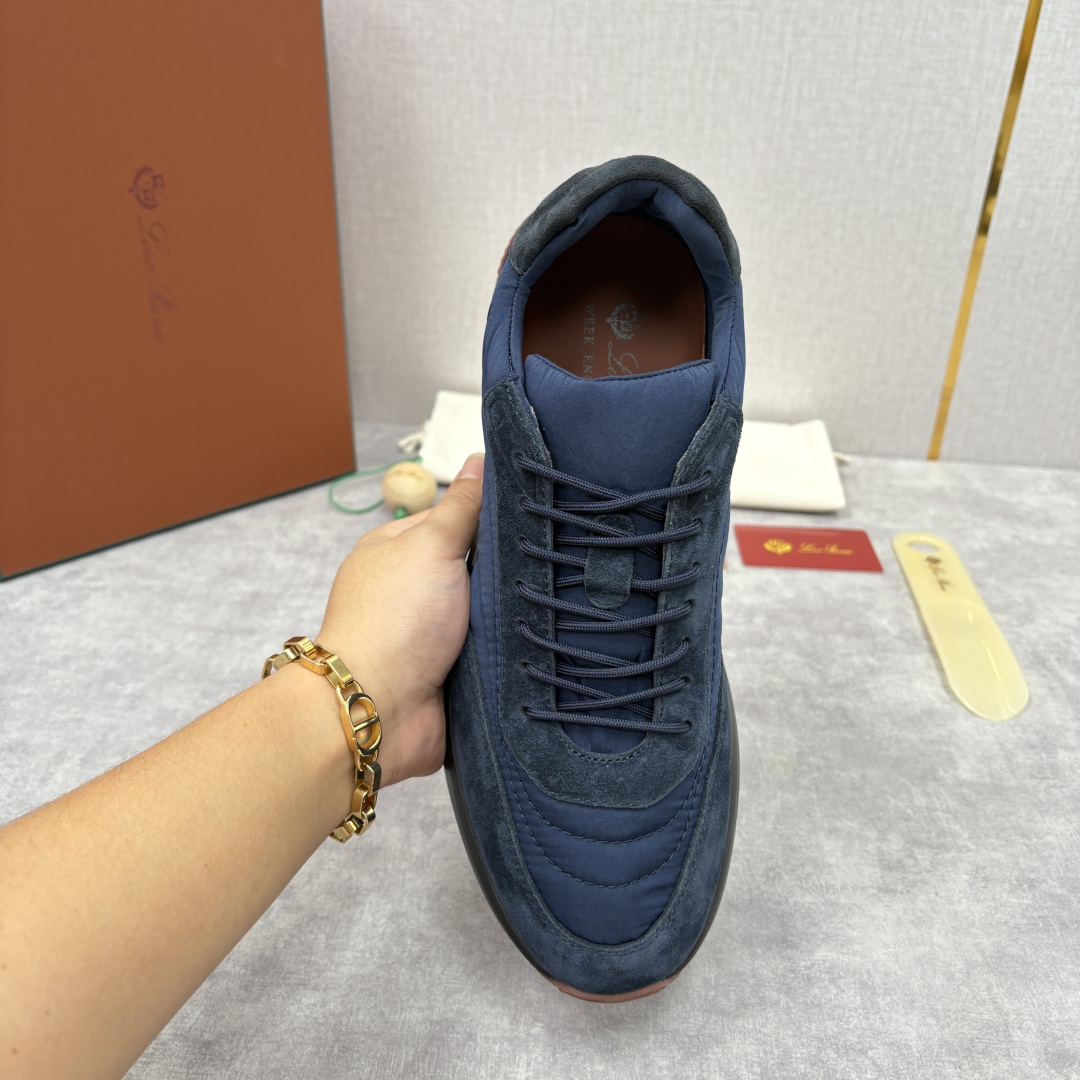 💋💍LP 家新品 Loro Pian* 诺悠*翩雅 Week End Walk 男士网面牛皮拼接休闲运动