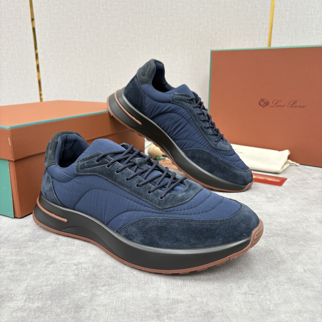 💋💍LP 家新品 Loro Pian* 诺悠*翩雅 Week End Walk 男士网面牛皮拼接休闲运动