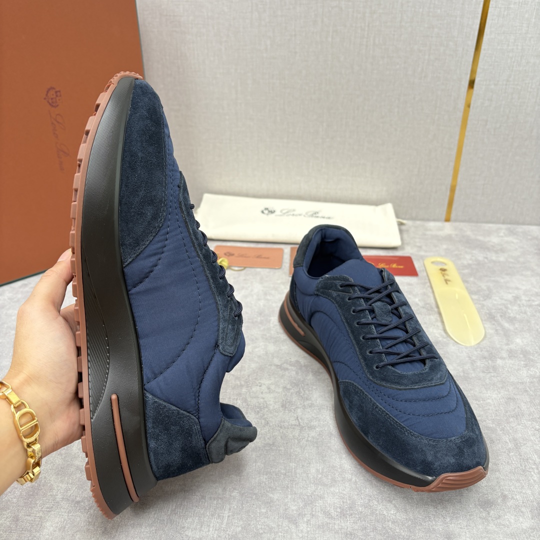💋💍LP 家新品 Loro Pian* 诺悠*翩雅 Week End Walk 男士网面牛皮拼接休闲运动