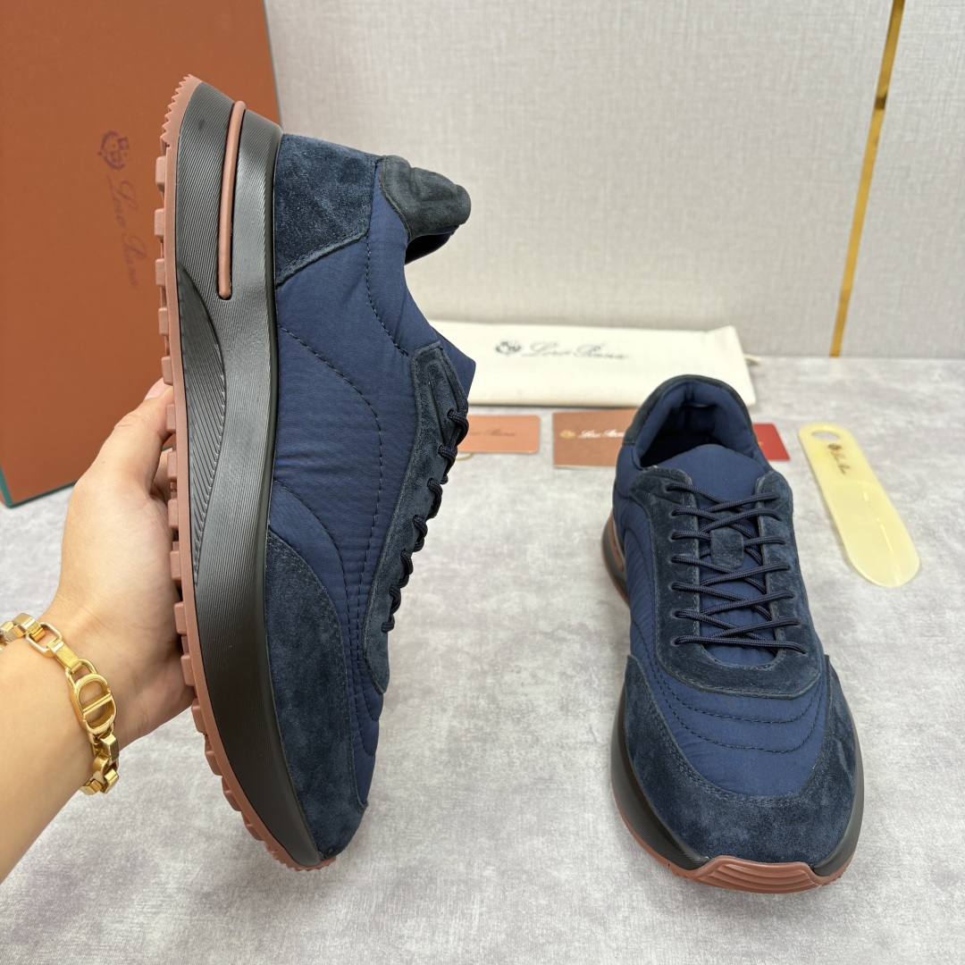 💋💍LP 家新品 Loro Pian* 诺悠*翩雅 Week End Walk 男士网面牛皮拼接休闲运动