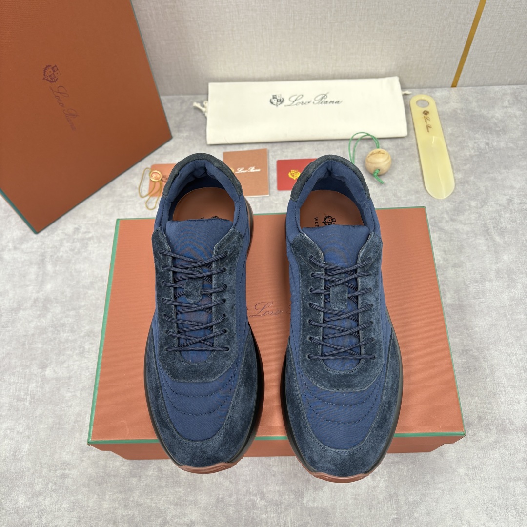 💋💍LP 家新品 Loro Pian* 诺悠*翩雅 Week End Walk 男士网面牛皮拼接休闲运动