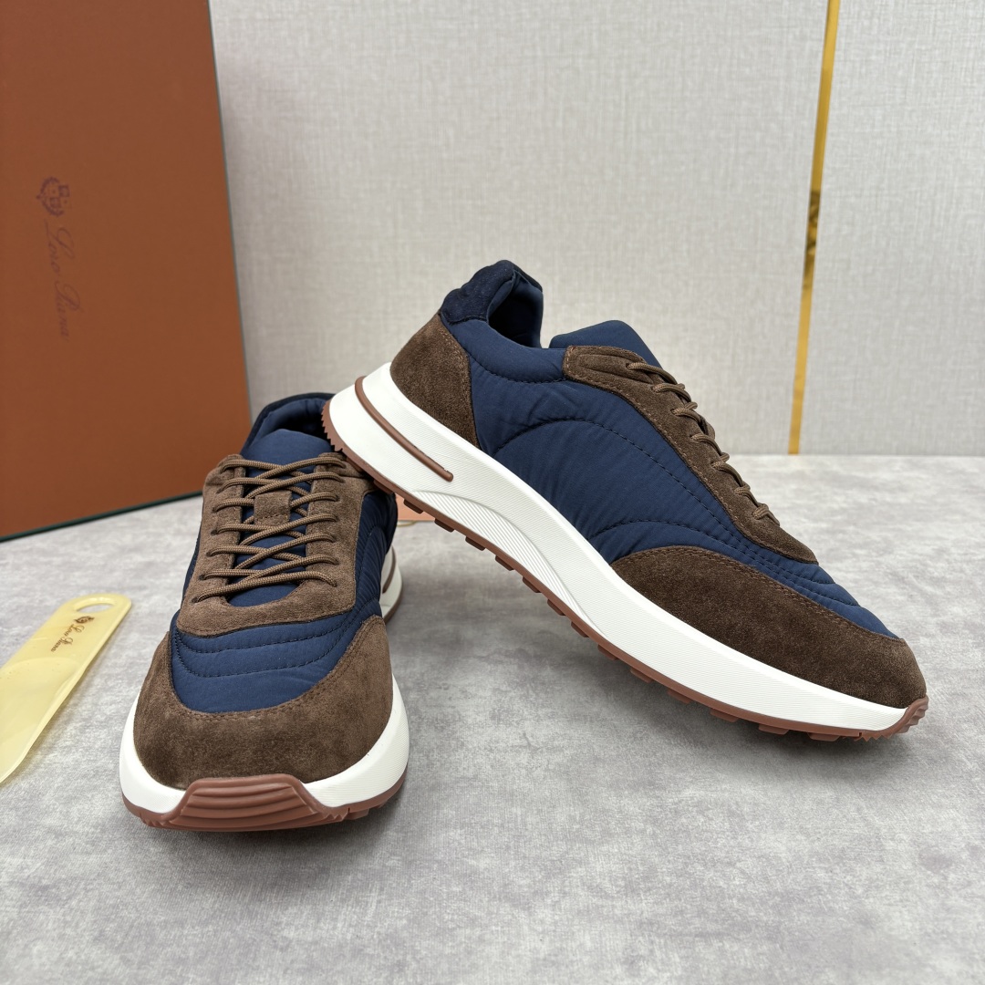 💋💍LP 家新品 Loro Pian* 诺悠*翩雅 Week End Walk 男士网面牛皮拼接休闲运动