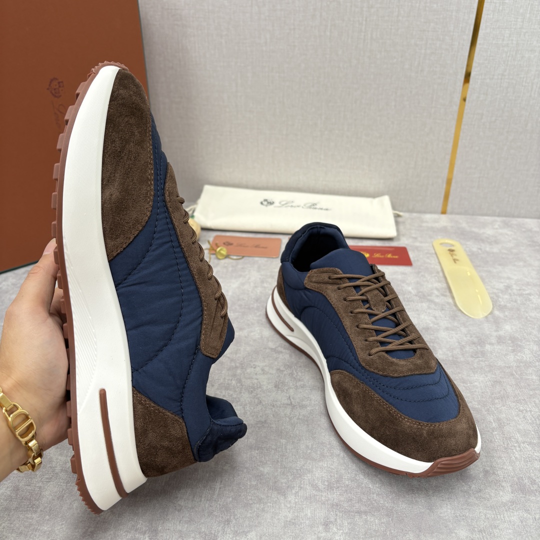 💋💍LP 家新品 Loro Pian* 诺悠*翩雅 Week End Walk 男士网面牛皮拼接休闲运动
