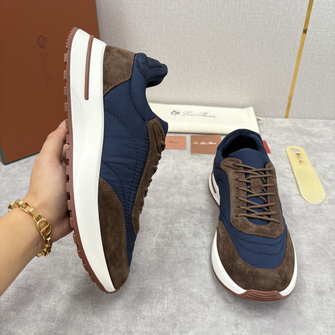 💋💍LP 家新品 Loro Pian* 诺悠*翩雅 Week End Walk 男士网面牛皮拼接休闲运动