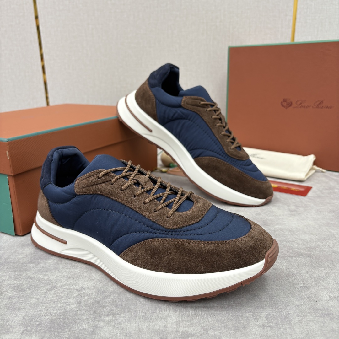 💋💍LP 家新品 Loro Pian* 诺悠*翩雅 Week End Walk 男士网面牛皮拼接休闲运动