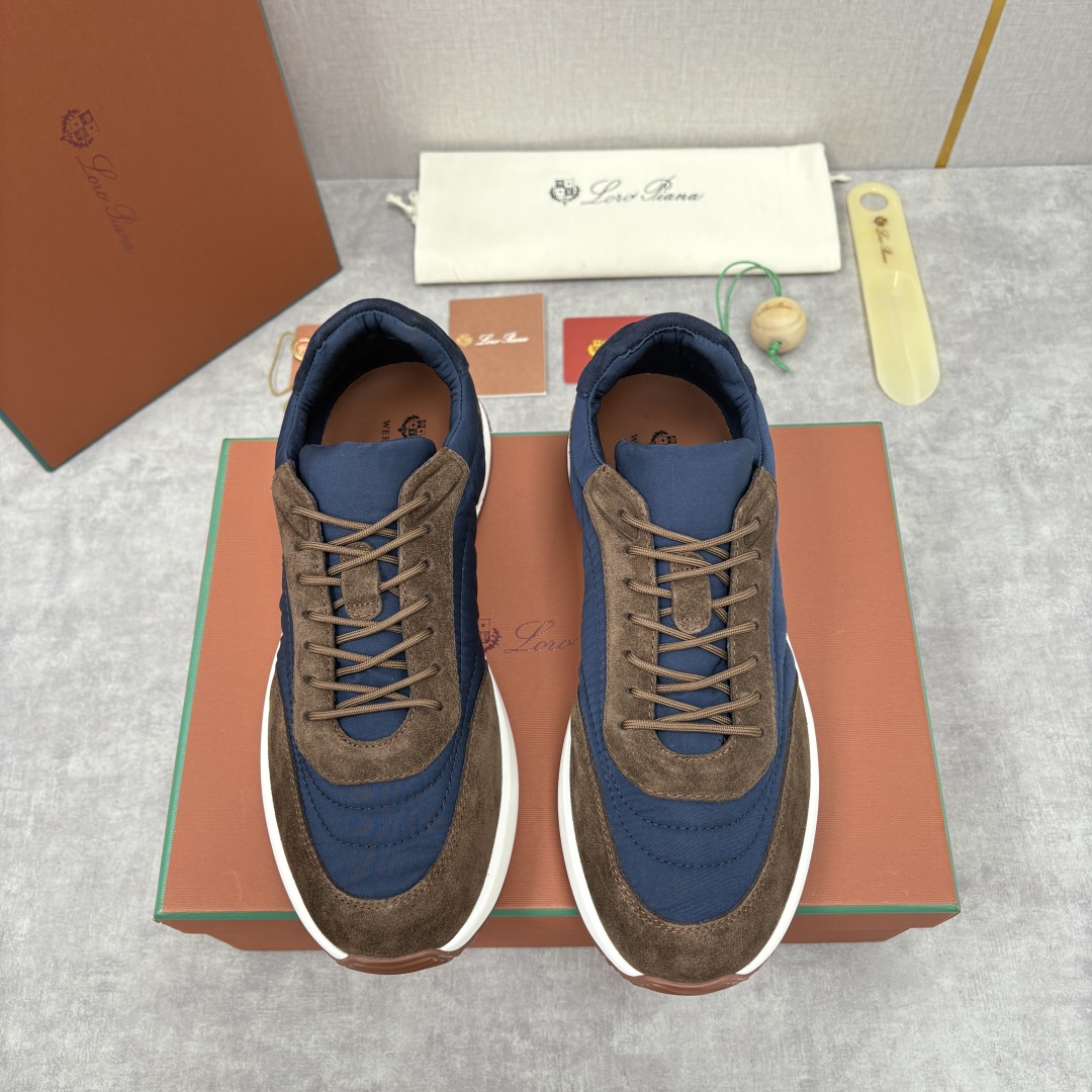💋💍LP 家新品 Loro Pian* 诺悠*翩雅 Week End Walk 男士网面牛皮拼接休闲运动