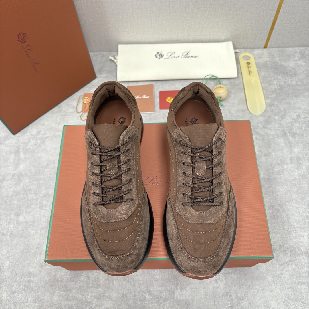 💋💍LP 家新品 Loro Pian* 诺悠*翩雅 Week End Walk 男士网面牛皮拼接休闲运动