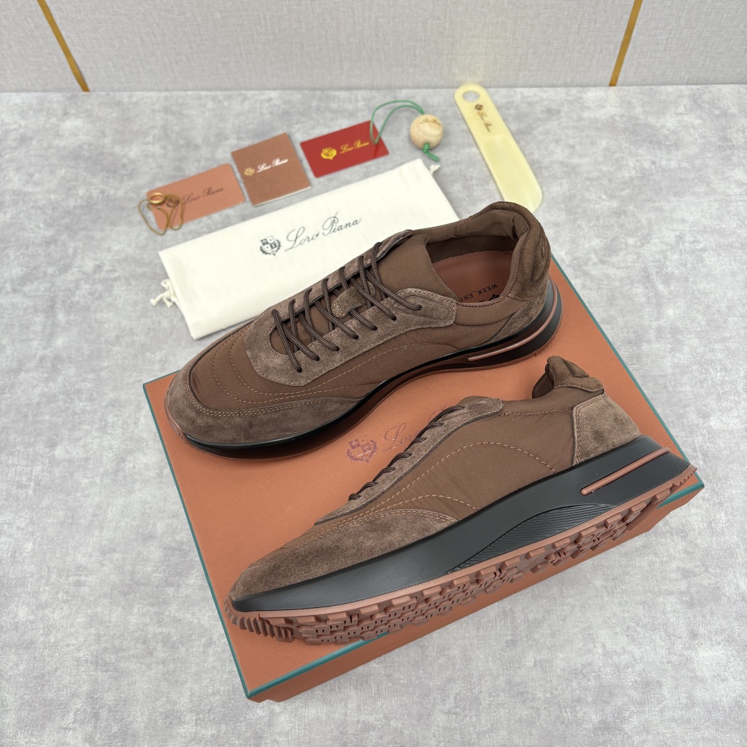 💋💍LP 家新品 Loro Pian* 诺悠*翩雅 Week End Walk 男士网面牛皮拼接休闲运动