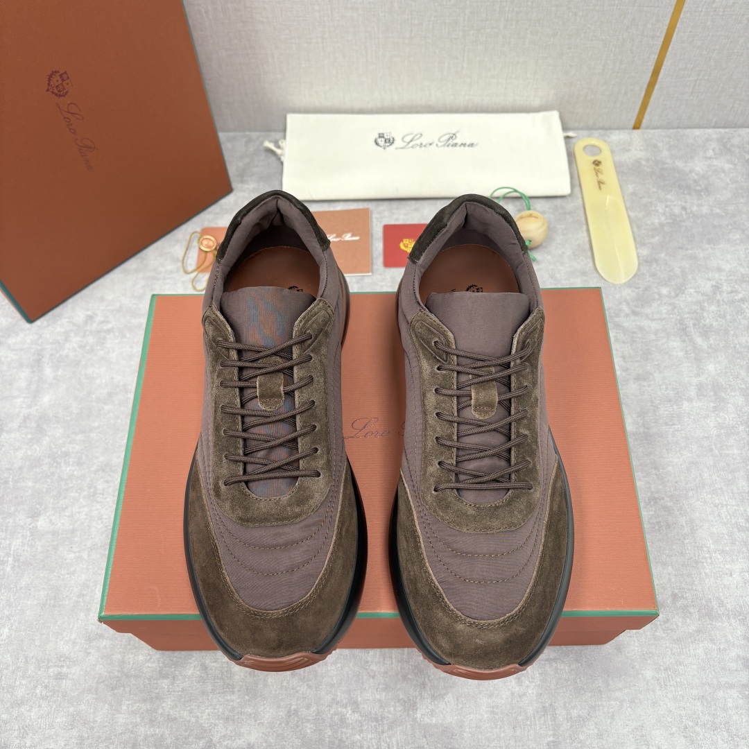 💋💍LP 家新品 Loro Pian* 诺悠*翩雅 Week End Walk 男士网面牛皮拼接休闲运动