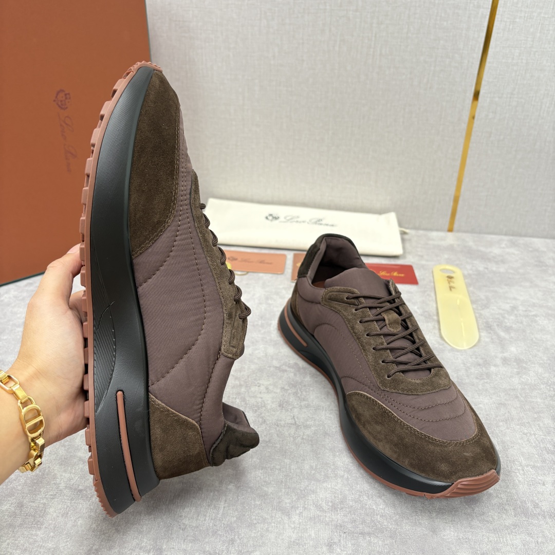💋💍LP 家新品 Loro Pian* 诺悠*翩雅 Week End Walk 男士网面牛皮拼接休闲运动