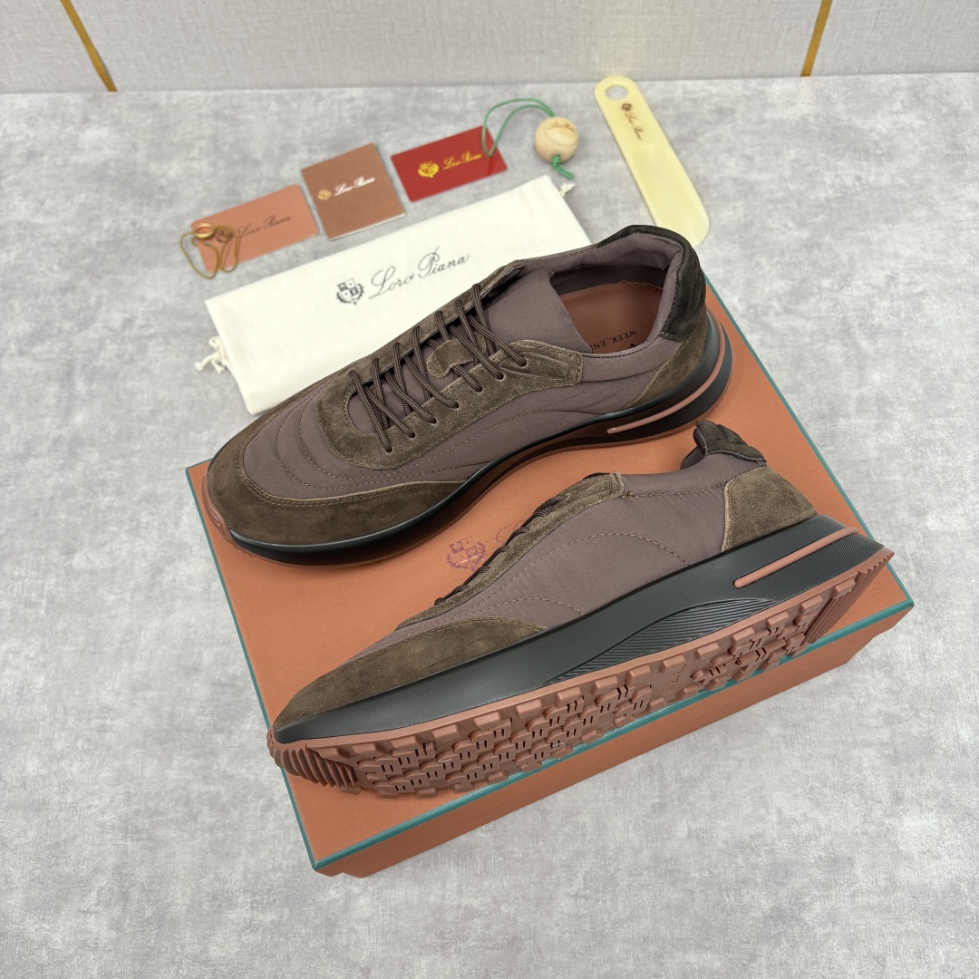 💋💍LP 家新品 Loro Pian* 诺悠*翩雅 Week End Walk 男士网面牛皮拼接休闲运动