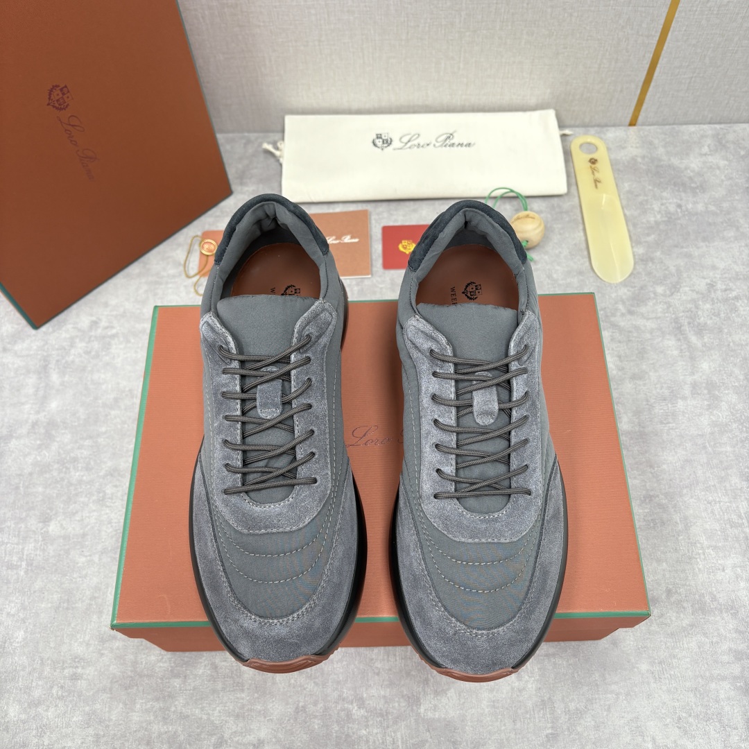 💋💍LP 家新品 Loro Pian* 诺悠*翩雅 Week End Walk 男士网面牛皮拼接休闲运动