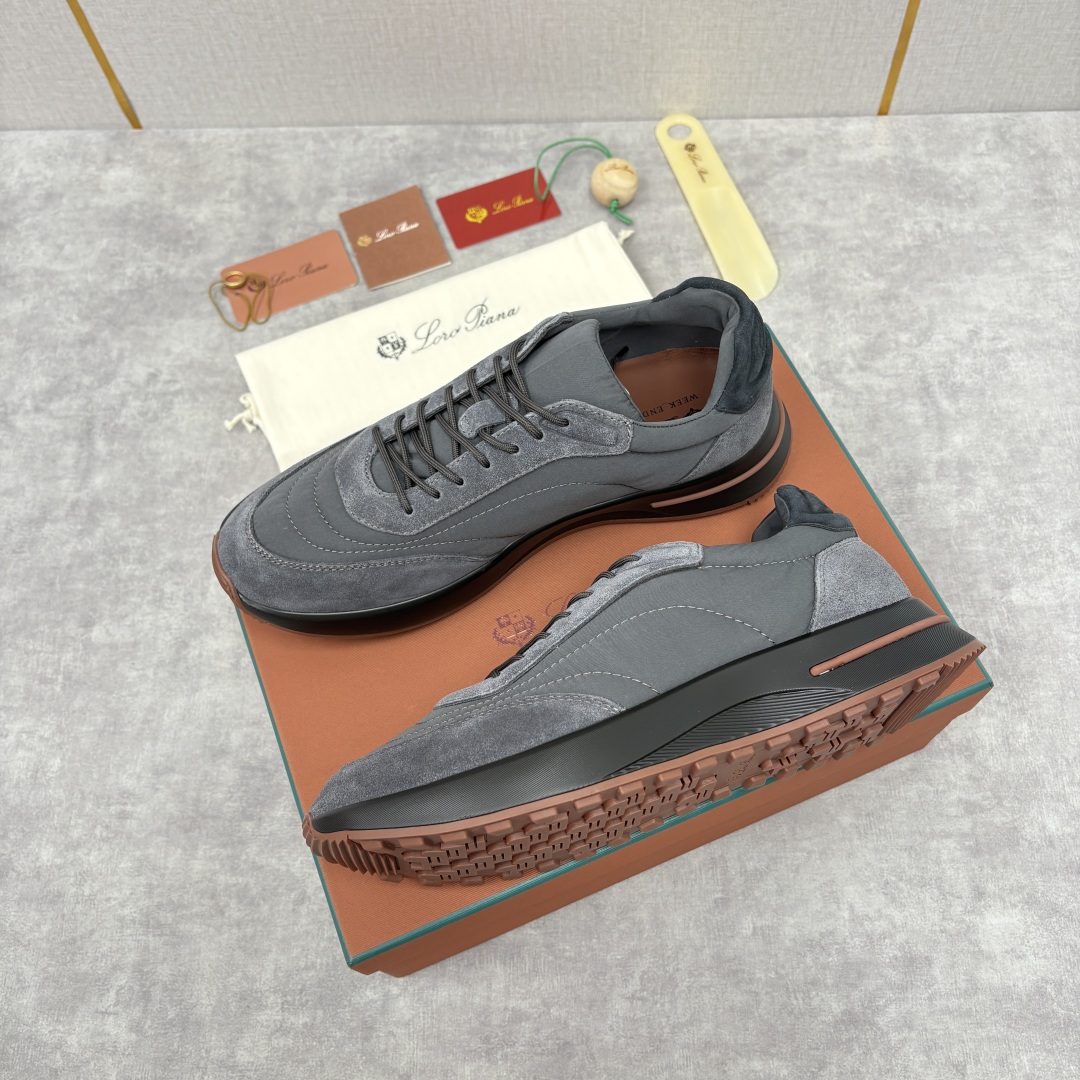 💋💍LP 家新品 Loro Pian* 诺悠*翩雅 Week End Walk 男士网面牛皮拼接休闲运动