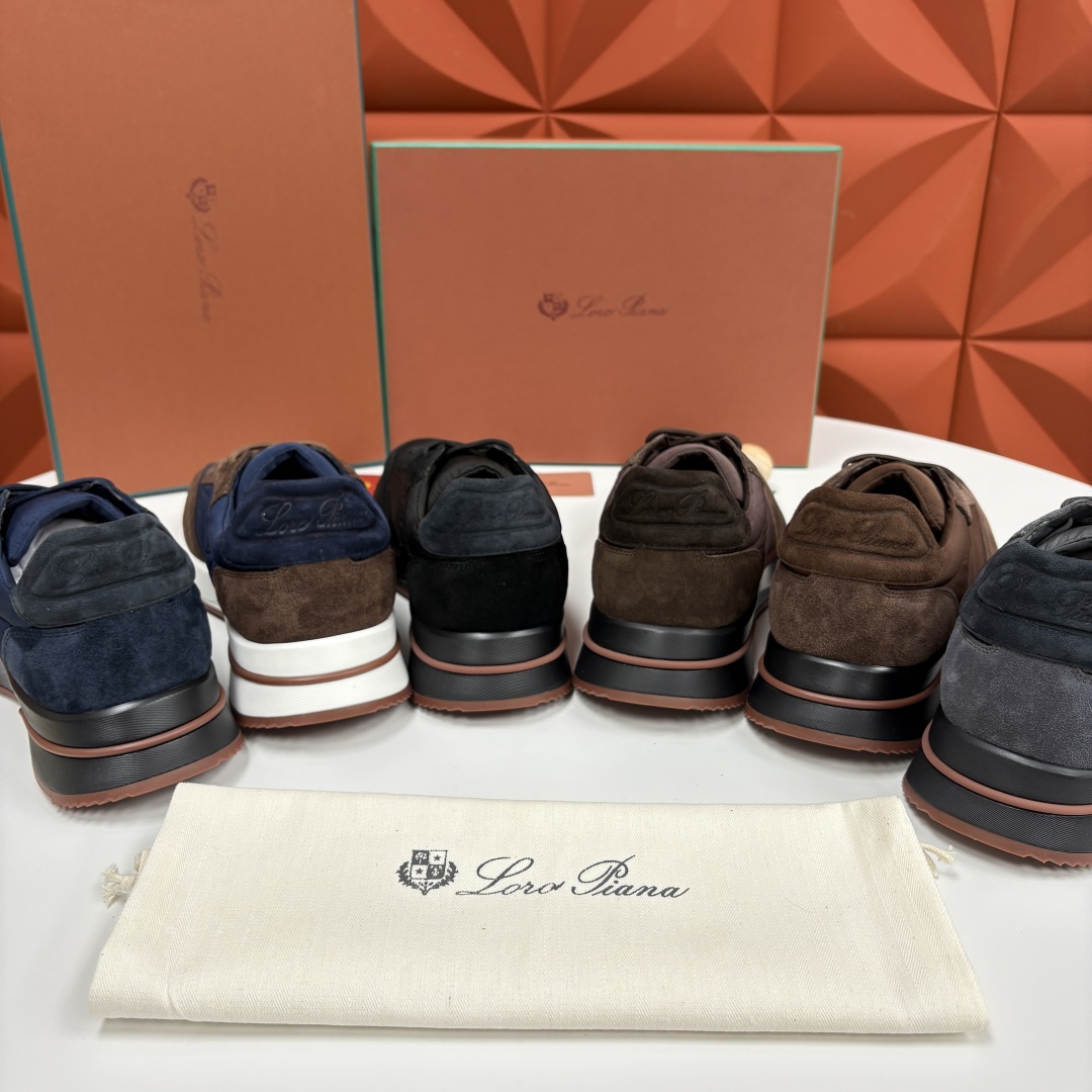 💋💍LP 家新品 Loro Pian* 诺悠*翩雅 Week End Walk 男士网面牛皮拼接休闲运动