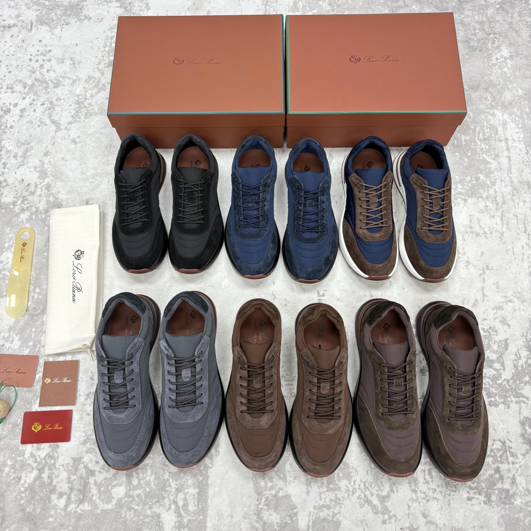 💋💍LP 家新品 Loro Pian* 诺悠*翩雅 Week End Walk 男士网面牛皮拼接休闲运动