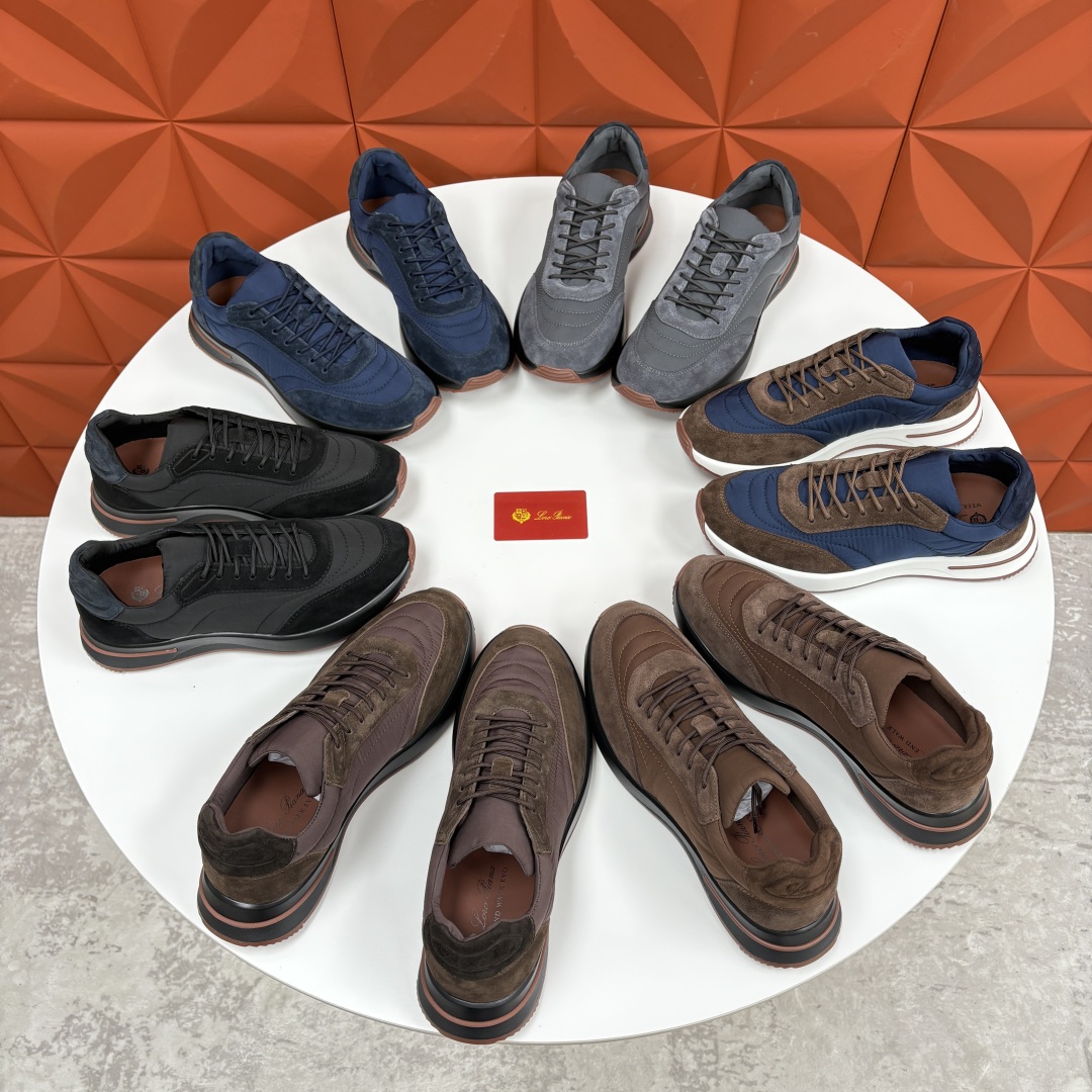 💋💍LP 家新品 Loro Pian* 诺悠*翩雅 Week End Walk 男士网面牛皮拼接休闲运动