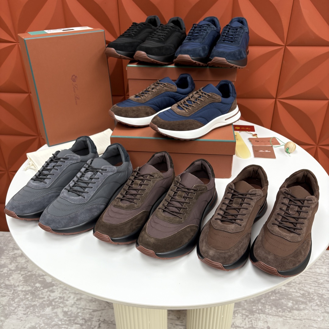 💋💍LP 家新品 Loro Pian* 诺悠*翩雅 Week End Walk 男士网面牛皮拼接休闲运动