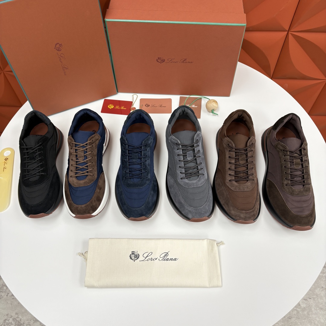 💋💍LP 家新品 Loro Pian* 诺悠*翩雅 Week End Walk 男士网面牛皮拼接休闲运动