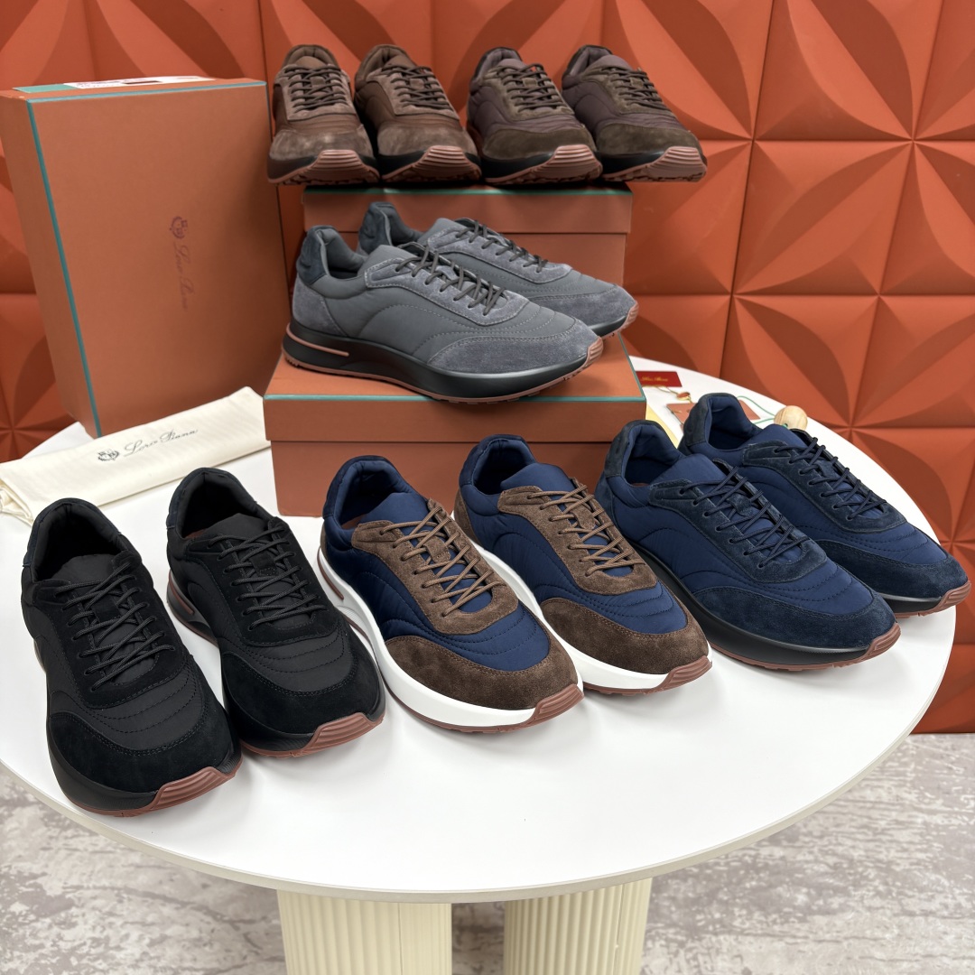 💋💍LP 家新品 Loro Pian* 诺悠*翩雅 Week End Walk 男士网面牛皮拼接休闲运动