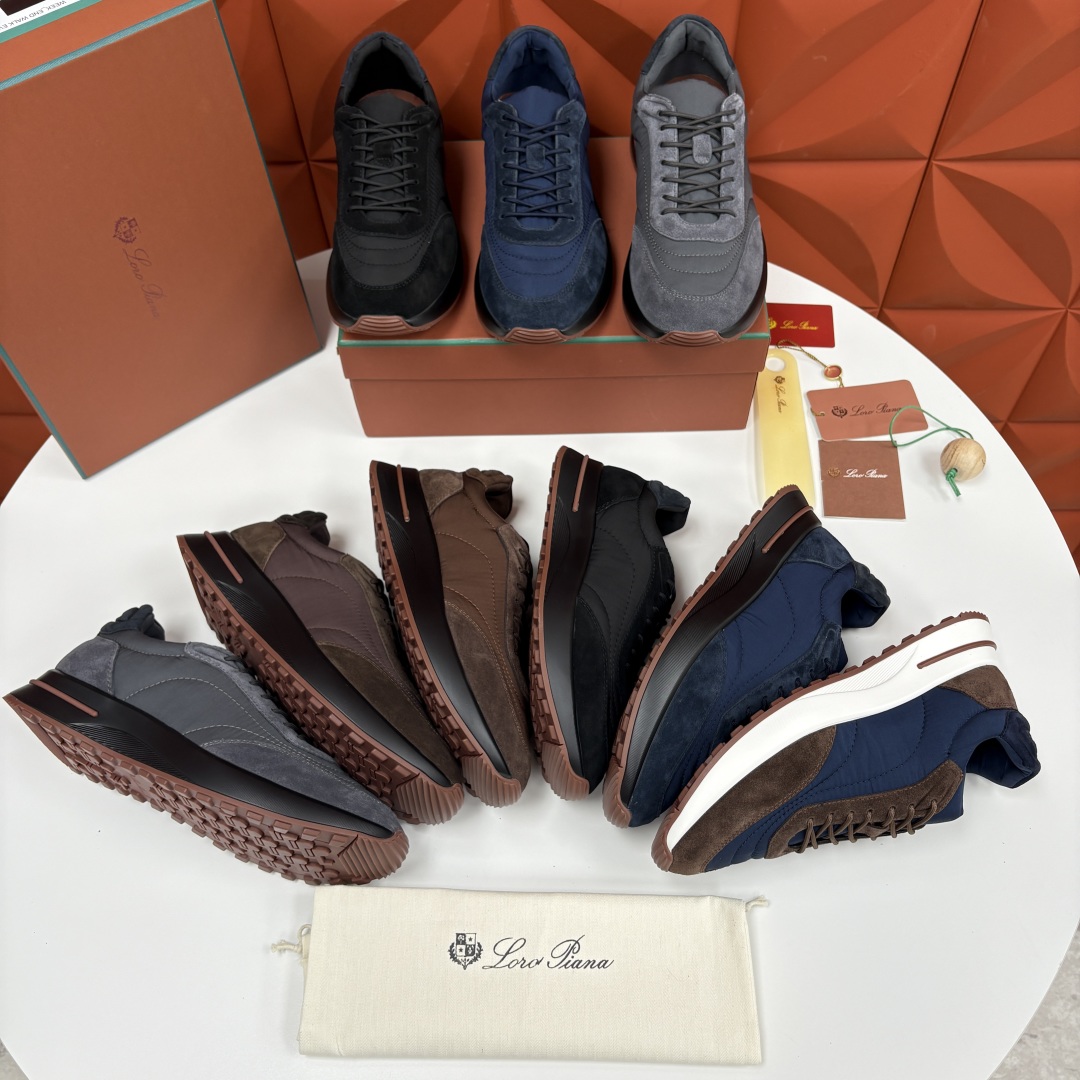 💋💍LP 家新品 Loro Pian* 诺悠*翩雅 Week End Walk 男士网面牛皮拼接休闲运动