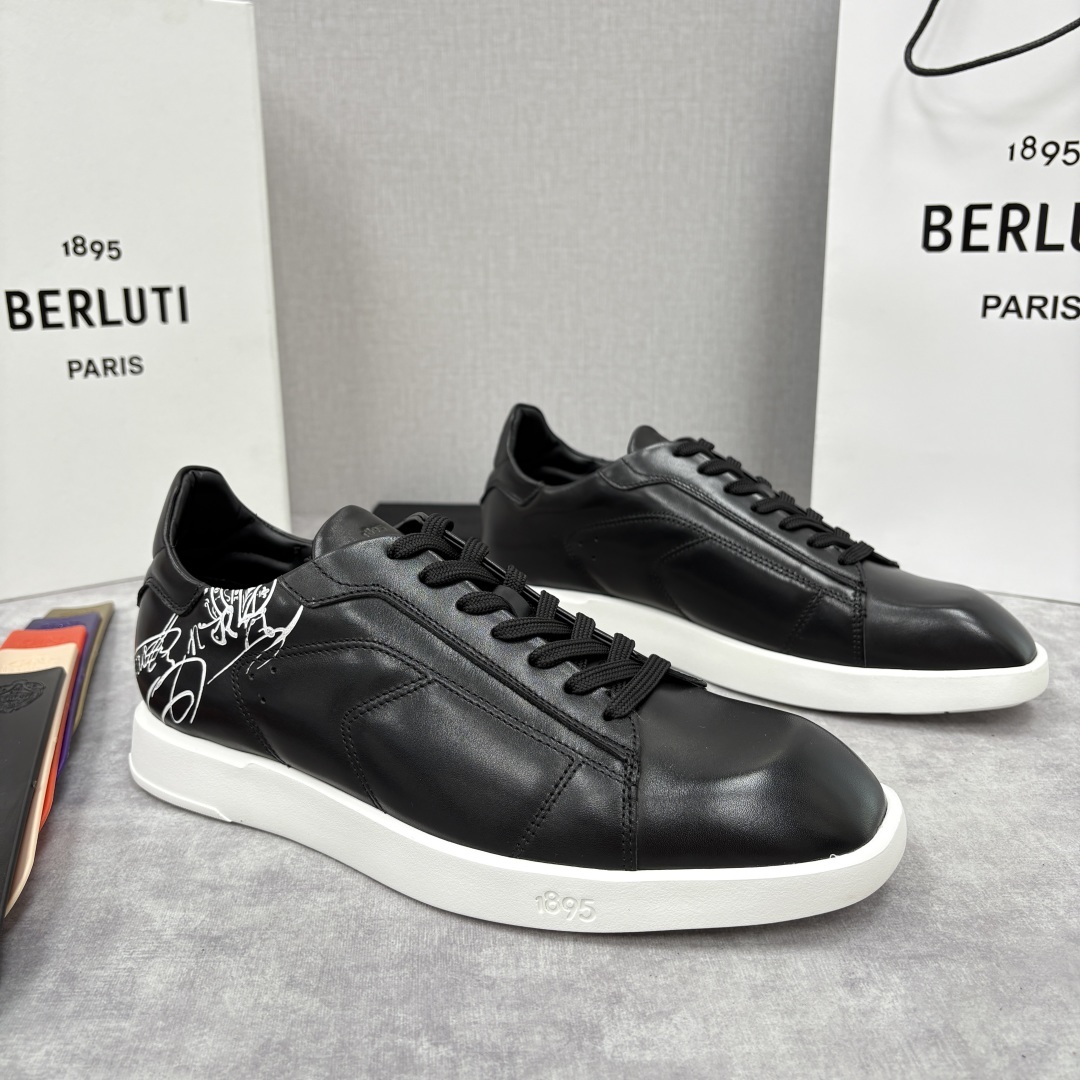 💋💍Berlut* 布鲁提 新款刀锋造型板鞋来袭 新品Stellar Scritto刺青手绘图纹休闲运动